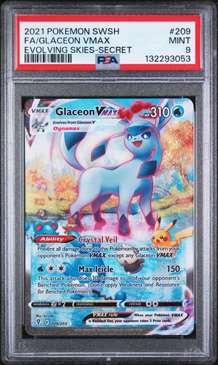 [SLAB-PSA-132293053] FA-GLACEON VMAX 209 POKEMON SWORD & SHIELD EVOLVING SKIES - EN - PSA MINT 9 - Graded Slab