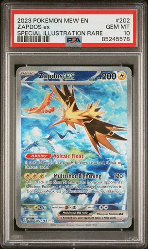 [SLAB-PSA-85245578] ZAPDOS ex 202 POKEMON MEW EN-151 - EN - PSA GEM MT 10 - Graded Slab