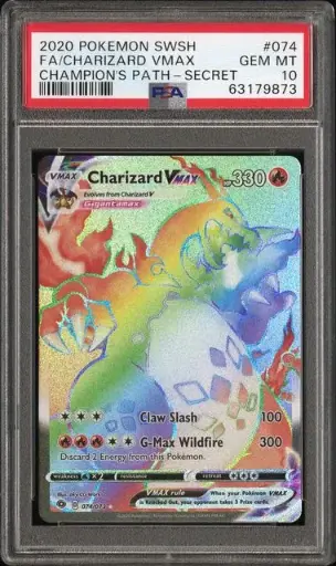[SLAB-PSA-63179873] Charizard VMAX (Rainbow) 074 Champion's Path (Secret) - EN - PSA Gem MT 10 - Graded Slab