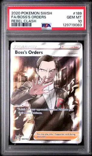[SLAB-PSA-129719083] Boss's Orders Full Art 189 Rebel Clash - EN - PSA GEM MT 10