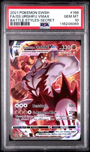 [SLAB-PSA-116246069] Single Strike Urshifu VMAX Full Art Secret Rare 168 Battle Styles - EN - PSA GEM MT 10