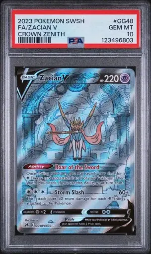 [SLAB-PSA-123496803] Zacian V Full Art GG48 Crown Zenith - EN - PSA GEM MT 10