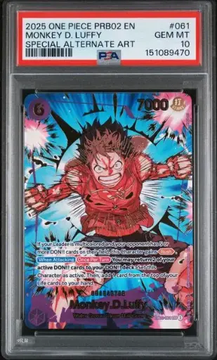 [SLAB-PSA-151089470] Monkey D. Luffy Special Alternate Art 061 PRB02 - EN - PSA GEM MT 10