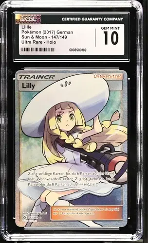 [SLAB-CGC-6008500189] Lillie (Lilly) Ultra Rare Holo 147-149 Sun & Moon - DE - CGC GEM MINT 10