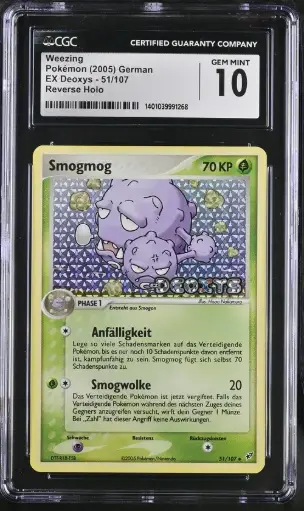 [SLAB-CGC-1401039991268] Smogmog (Weezing) Reverse Holo 51-107 EX Deoxys - DE - CGC GEM MINT 10