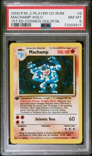 [SLAB-PSA-73304817] Machamp Holo 1st Edition Cosmos Holofoil 8 2-Player CD-ROM - EN - PSA NM-MT 8