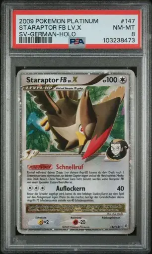 [SLAB-PSA-103238473] Staraptor FB Lv.X Holo 147 Platinum Supreme Victors - DE - PSA NM-MT 8