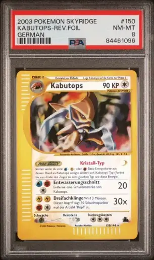 [SLAB-PSA-84461096] Kabutops Reverse Foil 150 Skyridge - DE - PSA NM-MT 8