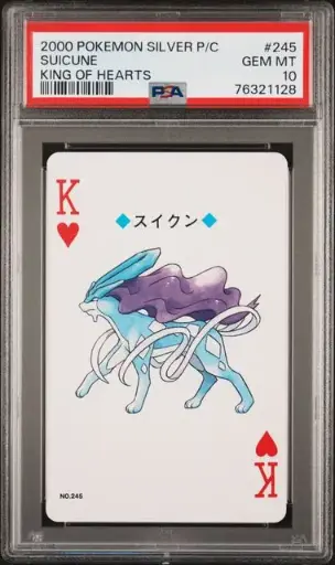 [SLAB-PSA-76321128] Suicune King of Hearts Playing Card 245 Pokémon Silver Playing Cards - JP - PSA GEM MT 10
