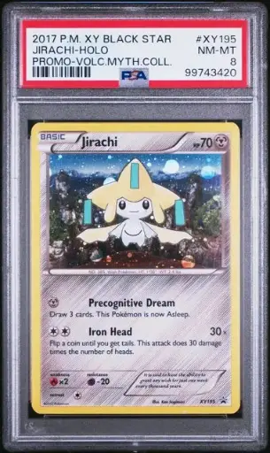 [SLAB-PSA-99743420] Jirachi Holo Promo - Volcanion Mythical Collection XY195 XY Black Star Promos - EN - PSA NM-MT 8