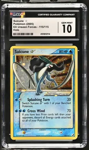 [SLAB-CGC-4101812114] Suicune Gold Star Holo 115 EX Unseen Forces - EN - CGC GEM MINT 10