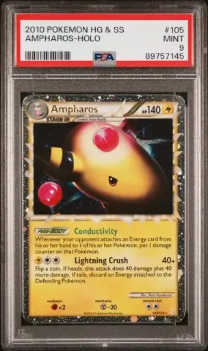 [SLAB-PSA-89757145] Ampharos Holo 105 HeartGold & SoulSilver - EN - PSA MINT 9