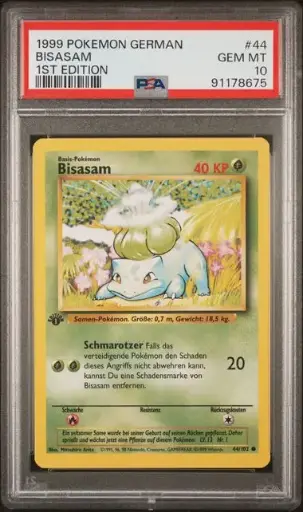 [SLAB-PSA-91178675] Bulbasaur (Bisasam) 1st Edition 44 Base Set - DE - PSA GEM MT 10