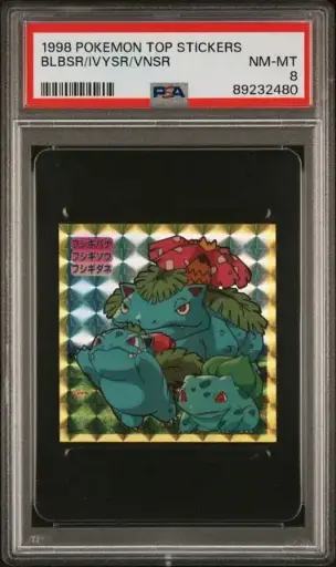 [SLAB-PSA-89232480] Bulbasaur - Ivysaur - Venusaur Prism Sticker Pokémon Top Stickers - JP - PSA NM-MT 8