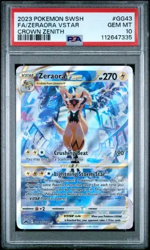[SLAB-PSA-112647335] Zeraora VSTAR Full Art GG43 Crown Zenith - EN - PSA GEM MT 10