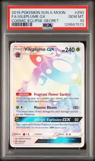 [SLAB-PSA-129587573] Vileplume GX Full Art Secret 250 Cosmic Eclipse - EN - PSA GEM MT 10
