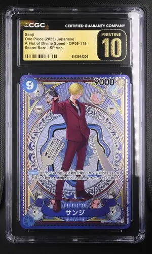 [SLAB-CGC-6142944206] 2025 One Piece A Fist of Divine Speed (OP11) Japanese Sanji SP Ver. (SP next to number) #OP06-119 CGC 10 Pristine