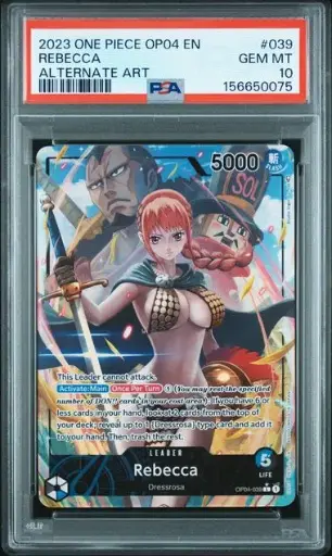 [SLAB-PSA-156650075] 2023 One Piece Op04-Kingdoms of Intrigue Rebecca Alternate Art #039 PSA 10