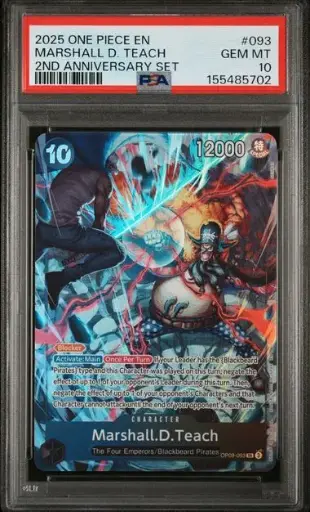 [SLAB-PSA-155485702] 2025 One Piece English Version 2nd Anniversary Set Marshall D. Teach #093 PSA 10