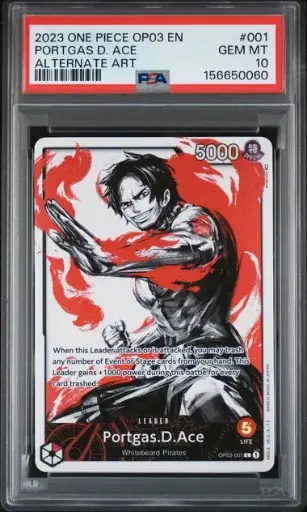 [SLAB-PSA-156650060] 2023 One Piece Op03-Pillars of Strength Portgas D. Ace Alternate Art #001 PSA 10