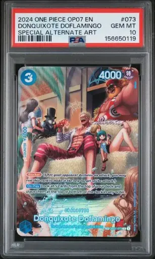 [SLAB-PSA-156650119] 2024 One Piece Op07-500 Years in the Future Donquixote Doflamingo Special Alternate Art #073 PSA 10