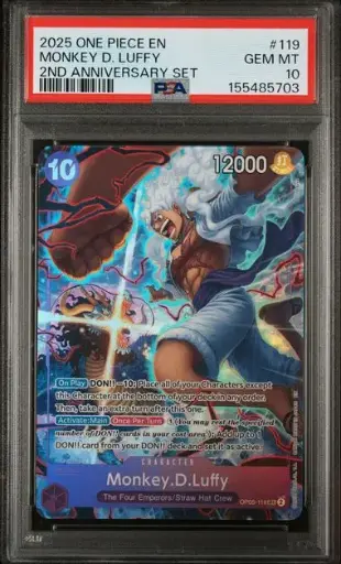 [SLAB-PSA-155485703] 2025 One Piece English Version 2nd Anniversary Set Monkey D. Luffy #119 PSA 10