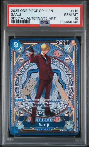 [SLAB-PSA-156650146] 2025 One Piece Op11-A Fist of Divine Speed Sanji Special Alternate Art #119 PSA 10