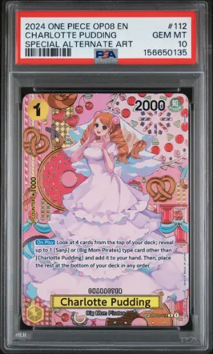 [SLAB-PSA-156650135] 2024 One Piece Op08-Two Legends Charlotte Pudding Special Alternate Art #112 PSA 10
