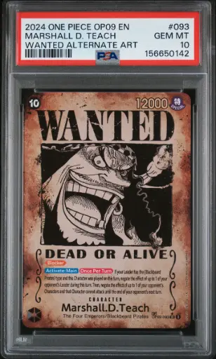 [SLAB-PSA-156650142] 2024 One Piece Op09-Emperors in the New World Marshall D. Teach Wanted Alternate Art #093 PSA 10
