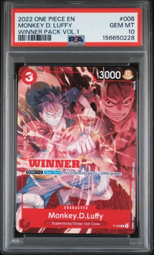 [SLAB-PSA-156650228] 2022 One Piece Promos Monkey D. Luffy Winner Pack Vol.1 #006 PSA 10