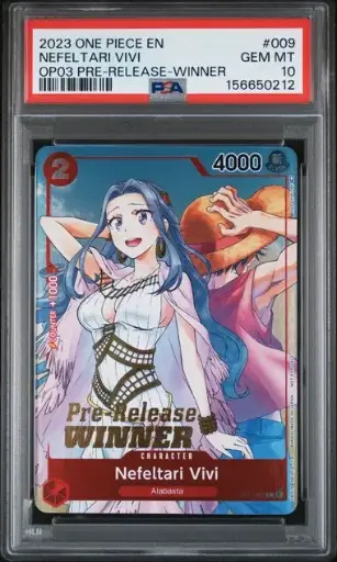 [SLAB-PSA-156650212] 2023 One Piece Promos Nefeltari VIVI Pillars of Strength Pre-Release-Winner #009 PSA 10