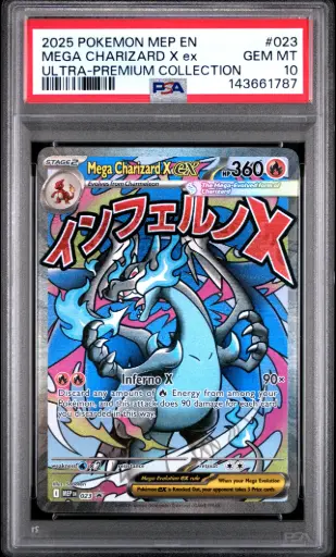 [SLAB-PSA-143661787] 2025 Pokemon Mep En-Me Black Star Promo Mega Charizard X Ex Mega Charizard X Ex Ultra-Premium Collection #023 PSA 10