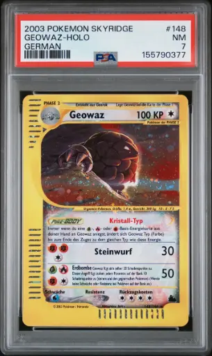 [SLAB-PSA-155790377] 2003 Pokemon Skyridge Geowaz-Holo German #148 PSA 7