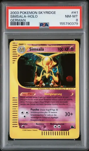 [SLAB-PSA-155790379] 2003 Pokemon Skyridge Simsala-Holo German #H1 PSA 8