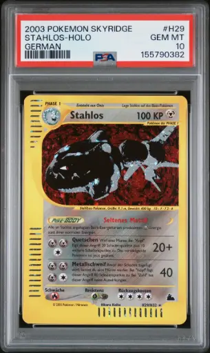 [SLAB-PSA-155790382] 2003 Pokemon Skyridge Stahlos-Holo German #H29 PSA 10