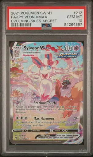 [SLAB-PSA-84264887] 2021 Pokemon Sword & Shield Evolving Skies Full Art / Sylveon Vmax Secret #212 PSA 10