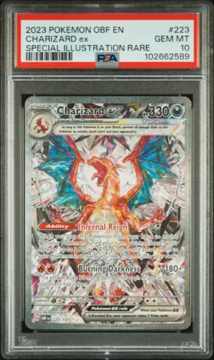 [SLAB-PSA-102662589] 2023 Pokemon Obf En-Obsidian Flames Charizard Ex Special Illustration Rare #223 PSA 10