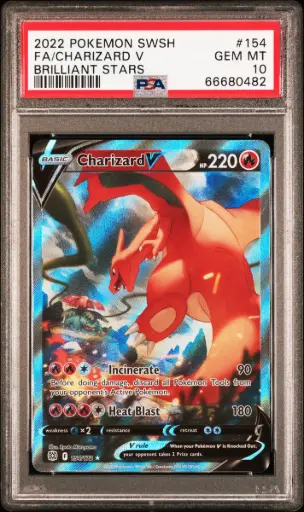 [SLAB-PSA-66680482] 2022 Pokemon Sword & Shield Brilliant Stars #154 Full Art / Charizard V