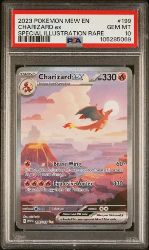 [SLAB-PSA-105285069] 2023 Pokemon Mew En-151 #199 Charizard Ex Special Illustration Rare PSA 10