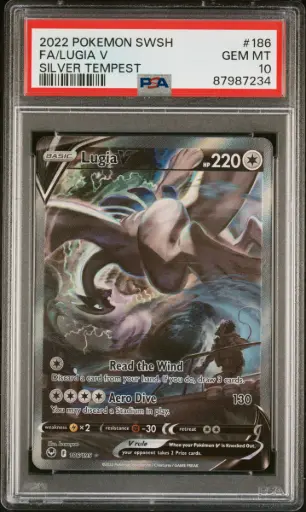 [SLAB-PSA-87987234] 2022 Pokemon Sword & Shield Silver Tempest Full Art / Lugia V #186 PSA 10