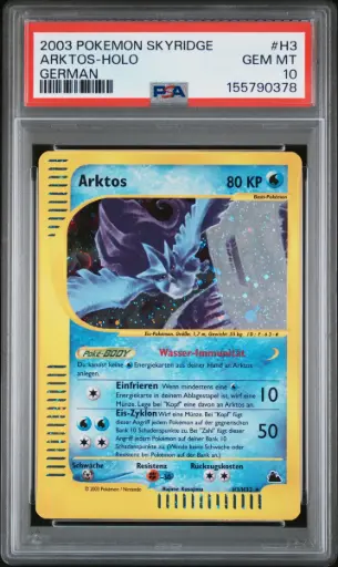 [SLAB-PSA-155790378] 2003 Pokemon Skyridge Arktos-Holo German #H3 PSA 10