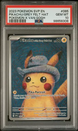 [SLAB-PSA-98658308] 2023 Pokemon Svp En-Sv Black Star Promo #085 Pikachu With Grey Felt Hat Pokemon X Van Gogh