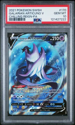 [SLAB-PSA-121427222] 2021 Pokemon Sword & Shield Chilling Reign Full Art / Galarian Articuno V #170 PSA 10