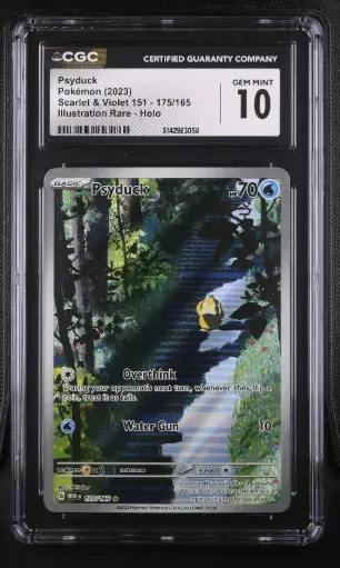[SLAB-CGC-6142983058] 2023 Pokemon Scarlet & Violet 151 - MEW EN Psyduck Illustration Rare Holo #175/165 CGC 10