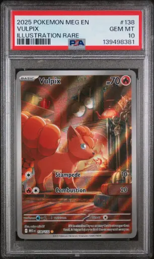 [SLAB-PSA-139498381] 2025 Pokemon Meg En-Mega Evolution Vulpix Illustration Rare #138 PSA 10