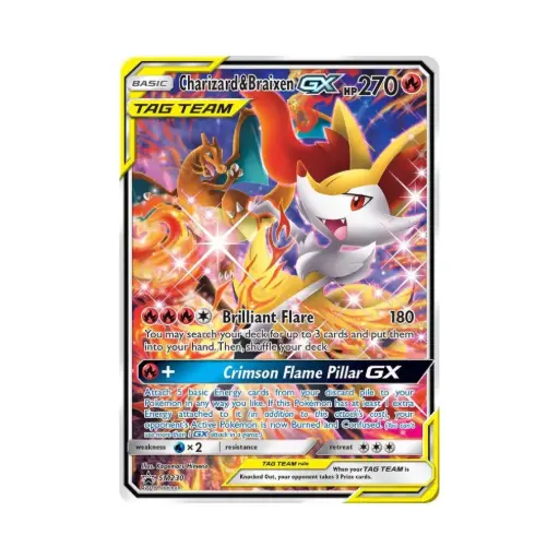 [DEK-SM-230-DE-NM] Charizard & Braixen GX [Brilliant Flare | Crimson Flame Pillar GX] (Charizard & Braixen GX) - SM Black Star Promos - #230 - DE