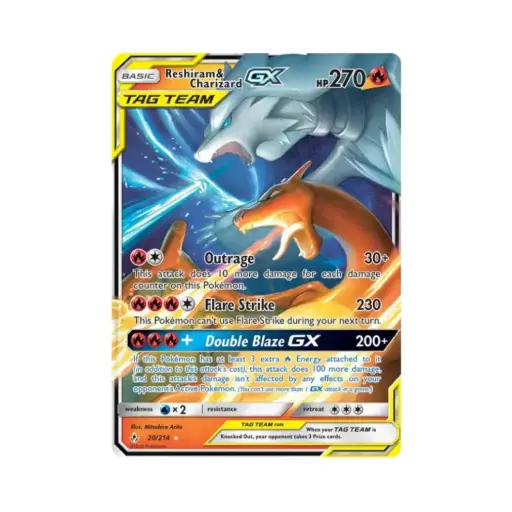 [DEK-UNB-020-DE-NM] Reshiram & Glurak GX [Wutanfall | Feuergeschoss] (Reshiram & Charizard GX) - Unbroken Bonds - #20 - DE