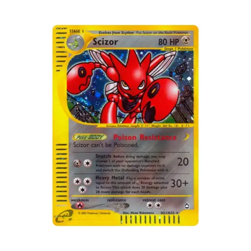 [DEK-AQ-H21-DE-NM] Scherox [Poison Resistance | Snatch | Heavy Metal] (Scizor) - Aquapolis - #H21 - DE