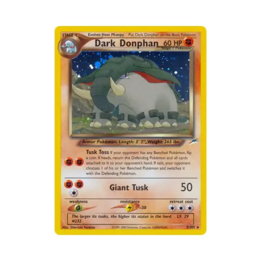 [DEK-NDE-003-DE-NM] Dunkles Donphan [Tusk Toss | Giant Toss] (Dark Donphan) - Neo Destiny - #3 - DE